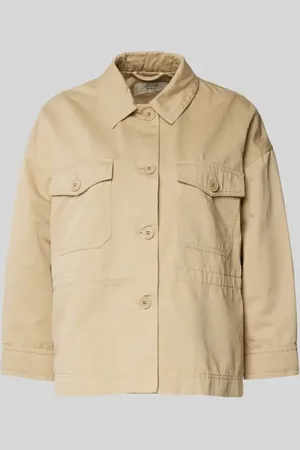 Max Mara Jacke aus Baumwoll-Leinen-Mix mit Brusttaschen in , Größe 34