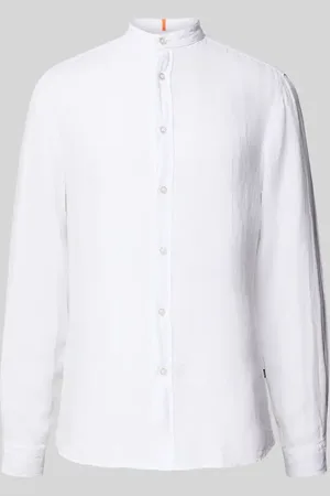 HUGO BOSS Regular Fit Leinenhemd mit Stehkragen Modell 