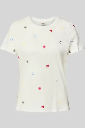 Ichi T-Shirt mit geripptem Rundhalsausschnitt Modell 