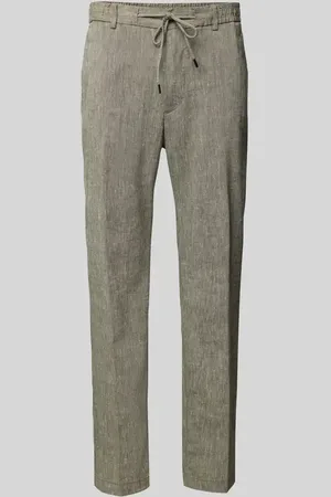HUGO BOSS Regular Tapered Fit Leinenhose mit Tunnelzug Modell 