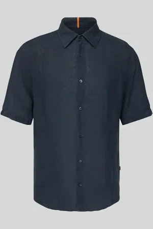 HUGO BOSS Regular Fit Leinenhemd mit 1/2-Arm Modell 