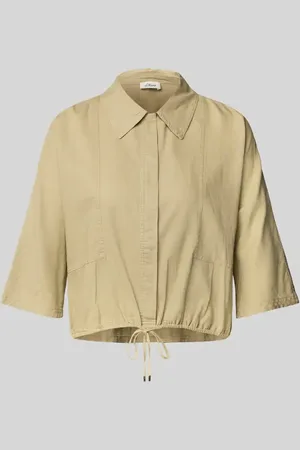 QS by s.Oliver Cropped Bluse aus Leinen-Viskose-Mix in , Größe 34