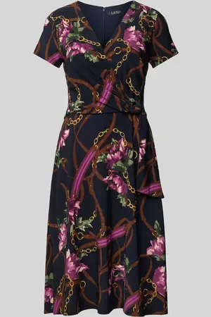 Ralph Lauren Knielanges Kleid mit V-Ausschnitt Modell 