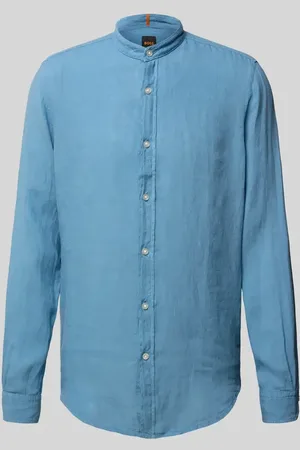 HUGO BOSS Regular Fit Leinenhemd mit Stehkragen Modell 