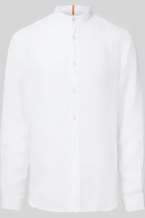 HUGO BOSS Regular Fit Leinenhemd mit Stehkragen Modell 