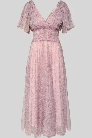 Lace & Beads Knielanges Cocktailkleid mit V-Ausschnitt in , Größe L