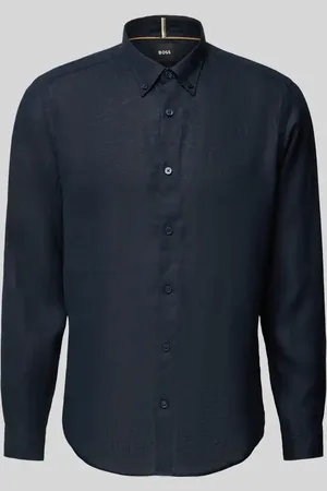 HUGO BOSS Regular Fit Leinenhemd mit Button-Down-Kragen in , Größe L