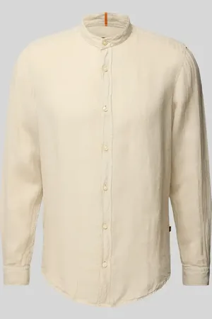 HUGO BOSS Regular Fit Leinenhemd mit Stehkragen Modell 