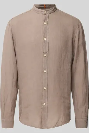 HUGO BOSS Regular Fit Leinenhemd mit Stehkragen Modell 