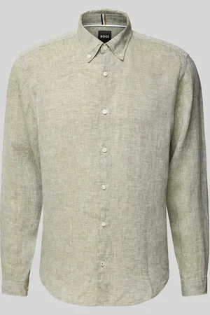 HUGO BOSS Regular Fit Leinenhemd mit Button-Down-Kragen in , Größe L
