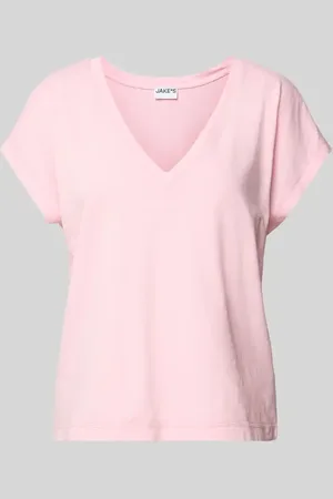 Jake*s T-Shirt mit geripptem V-Ausschnitt in , Größe L