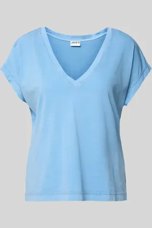 Jake*s T-Shirt mit geripptem V-Ausschnitt in , Größe L