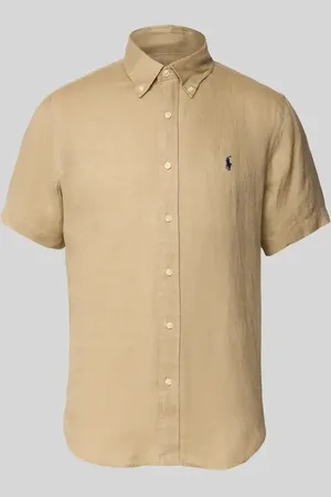 Ralph Lauren Custom Fit Leinenhemd mit Button-Down-Kragen in , Größe L