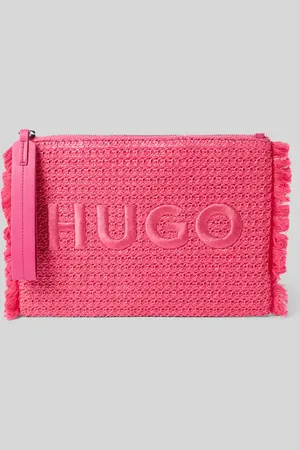HUGO BOSS Clutch mit Logo-Stitching und Fransen Modell 