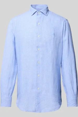 Ralph Lauren Custom Fit Leinenhemd mit Haifischkragen in , Größe L