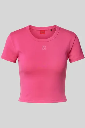 HUGO BOSS Cropped T-Shirt mit Label-Stitching in , Größe L