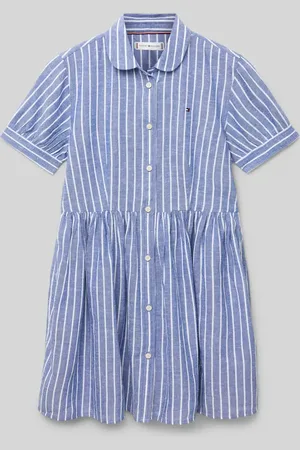 Tommy Hilfiger Knielanges Hemdblusenkleid mit Logo-Stitching in , Größe 152