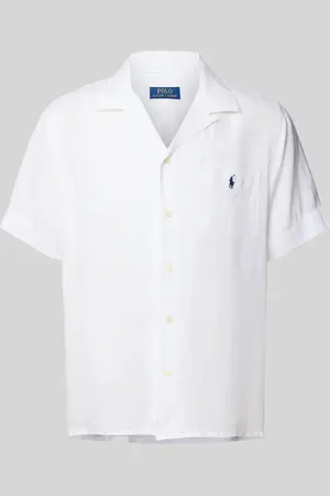 Ralph Lauren Custom Fit Leinenhemd mit Resortkragen in , Größe L