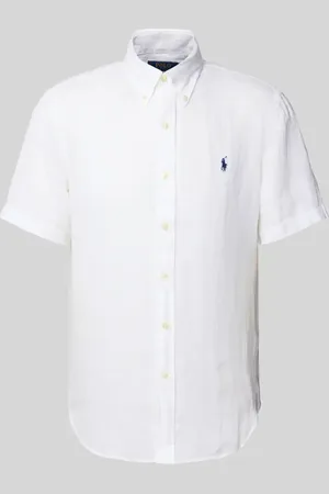 Ralph Lauren Custom Fit Leinenhemd mit Button-Down-Kragen in , Größe L