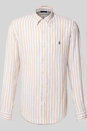 Ralph Lauren Custom Fit Leinenhemd mit Button-Down-Kragen in , Größe L