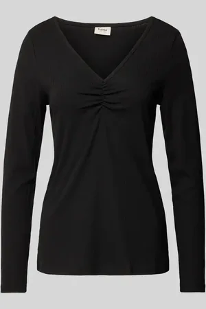 FRANSA Longsleeve mit geripptem V-Ausschnitt Modell 