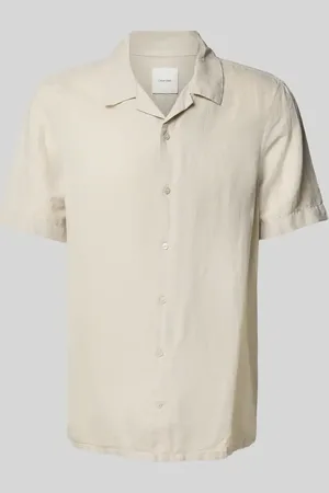 Calvin Klein Regular Fit Leinenhemd mit Reverskragen in , Größe L