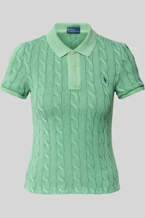 Ralph Lauren Strickshirt mit Zopfmuster und Polokragen in , Größe L