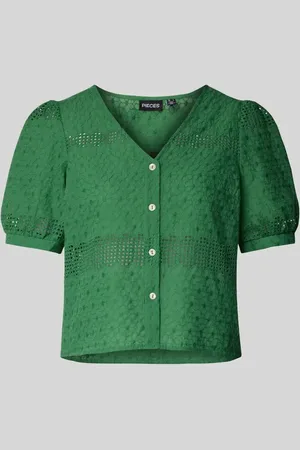 Pieces® Regular Fit Bluse mit Lochstickerei Modell 