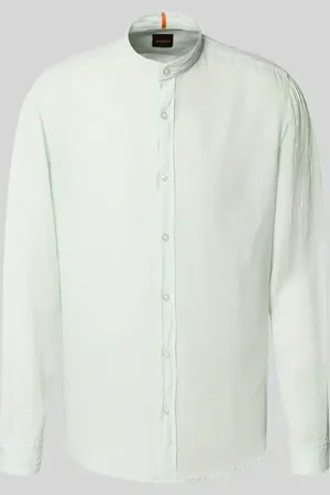HUGO BOSS Regular Fit Leinenhemd mit Stehkragen Modell 
