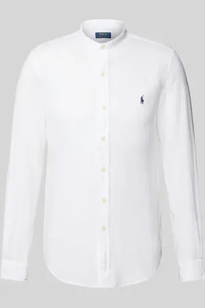 Ralph Lauren Slim Fit Leinenhemd mit Stehkragen in , Größe L