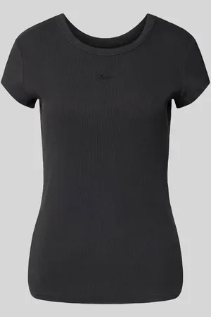 HUGO BOSS T-Shirt in Ripp-Optik mit Label-Stitching in , Größe L