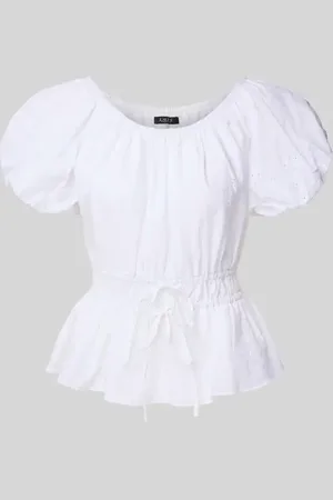 Ralph Lauren Bluse mit Lochstickerei und Puffärmeln in , Größe 34