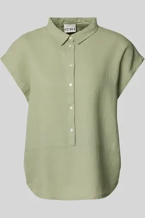 Ichi Regular Fit Bluse aus Leinen-Viskose-Mix mit Knopfleiste in , Größe 34