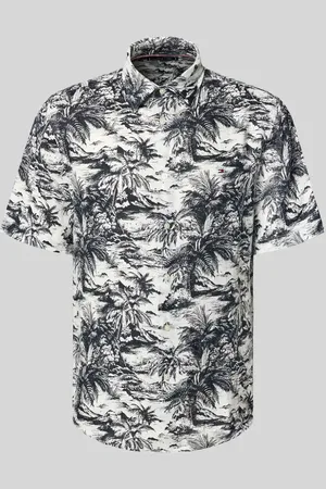 Tommy Hilfiger Regular Fit Leinenhemd mit tropischem Print in , Größe L