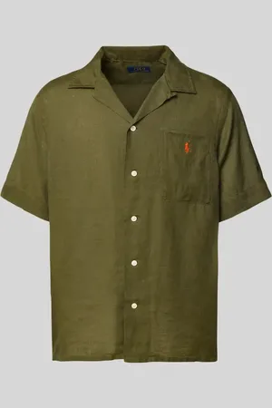 Ralph Lauren Custom Fit Leinenhemd mit Resortkragen in , Größe L
