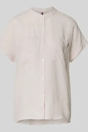 Tommy Hilfiger Relaxed Fit Leinenbluse mit kurzen Ärmeln in , Größe 34
