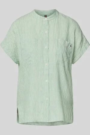 Tommy Hilfiger Relaxed Fit Leinenbluse mit kurzen Ärmeln in , Größe 34