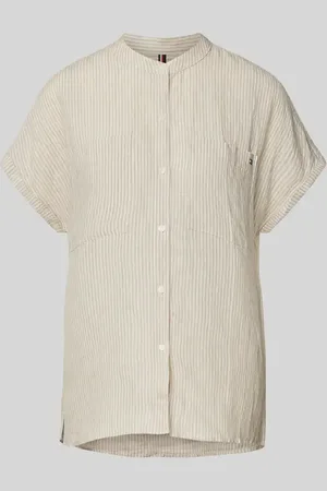 Tommy Hilfiger Relaxed Fit Leinenbluse mit kurzen Ärmeln in , Größe 34