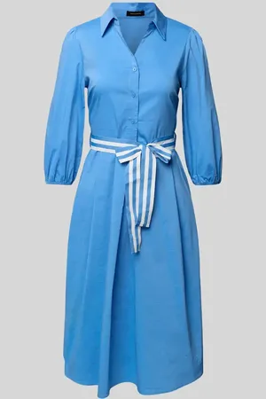 More & More Knielanges Hemdblusenkleid mit Bindegürtel in , Größe 34