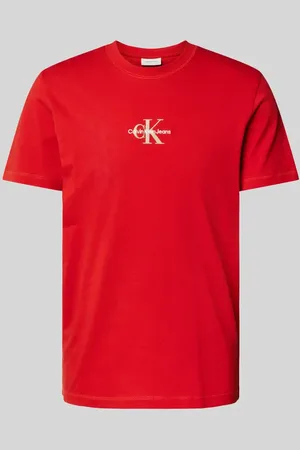 Calvin Klein T-Shirt mit Rundhalsausschnitt und Label-Stitching in , Größe L