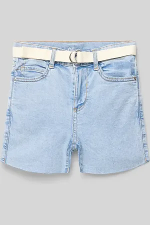 QS by s.Oliver Slim Fit Jeansshorts mit integriertem Gürtel in , Größe 140