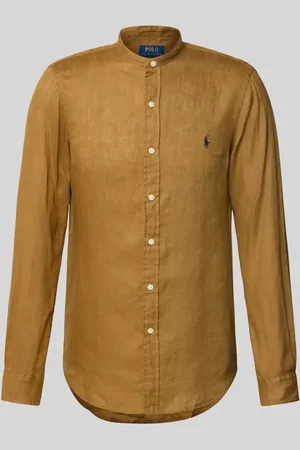 Ralph Lauren Slim Fit Leinenhemd mit Stehkragen in , Größe L