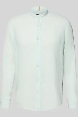 HUGO BOSS Regular Fit Leinenhemd mit Stehkragen Modell 