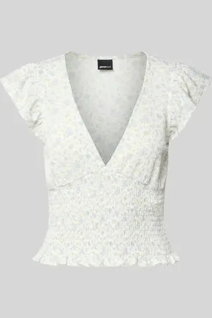 Gina Tricot Slim Fit Blusentop mit Smok-Details in , Größe L