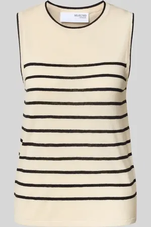 SELECTED Leinentop mit Rundhalsausschnitt Modell 