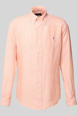 Ralph Lauren Custom Fit Leinenhemd mit Button-Down-Kragen in , Größe L