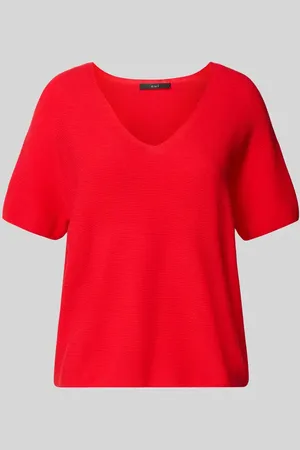 Oui Strickshirt mit abgerundetem V-Ausschnitt in , Größe 34