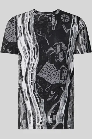 Carlo Colucci T-Shirt mit geripptem Rundhalsausschnitt in , Größe L