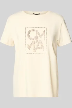 Comma, T-Shirt mit Label-Strasssteinbesatz in , Größe 34