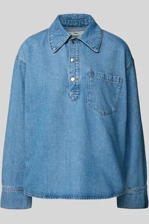 MANGO Relaxed Fit Jeansbluse mit Brusttasche in , Größe L
